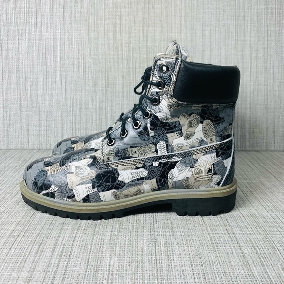 Timberland Leather Fashion Print Boots Sz 8 - Picture 1 of 6